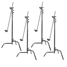 Matthews 40" C Stand with Turtle Base and Grip Head and Arm, Chrome, 4-Pack