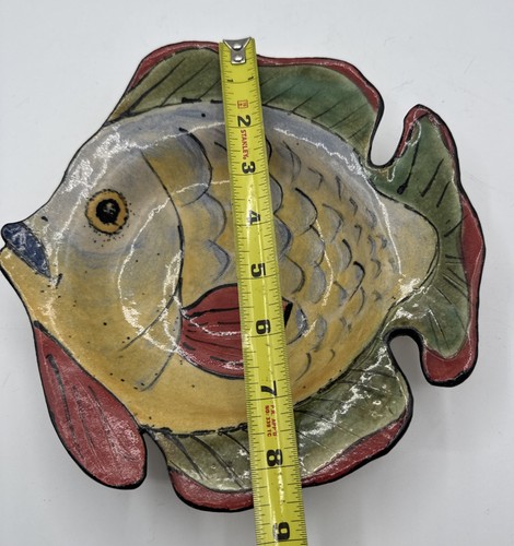 Portugal Pottery Fish Dish Bowl Hand Painted Portuguese Tropical Island Vintage - Picture 9 of 11