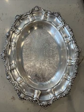 Viners of Sheffield Silver Plated Alpha Platter/ Bowl 14x11 In Vintage England