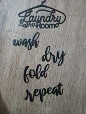 5 Piece Wall Decor  Laundry Room Wash Dry Fold Repeat 