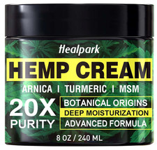 Hemp Cream 8 Fl Oz - Arnica,Msm, Turmeric, Emu Oil, Menthol, Aloe