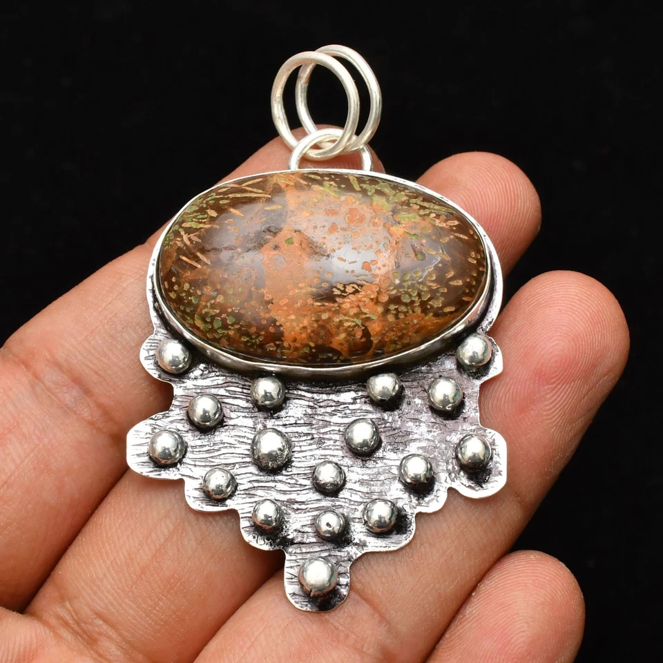 Colgante de joyería de plata de ley 925 hecho a mano con piedras preciosas de bronce de 2,59" Foto 3 de 4