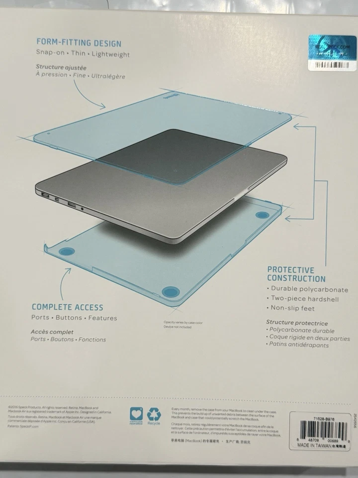 Estuche Speck SeeThru Macbook Pro 13 pulgadas gris níquel pies de goma Foto 3 de 4