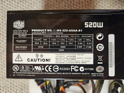 ATX Netzteil Cooler Master / RS-520-ASAA-A1 / 520 Watt / 80 Plus / mod. Kabeln