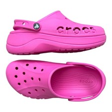 CROCS Women  s Electric Hot Pink Baya Platform Clogs Shoes Sandals-Size 10