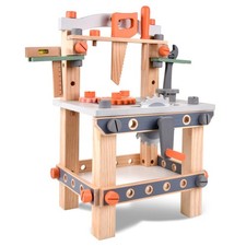 Wooden Tool Bench for Kids Toddlers, Pretend Play Workbench Set Workshop Work...