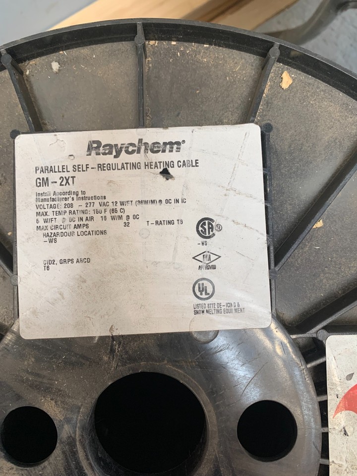 Câble Chauffant Raychem GM-1XT Icestop - Autorégulateur 12W/pi 120V - 1 Pied Noir - Pour Antigel Tuyauterie