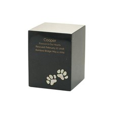 Monumental Memorials Pet Paws Pearl Inlay Black, Extra Small Urn