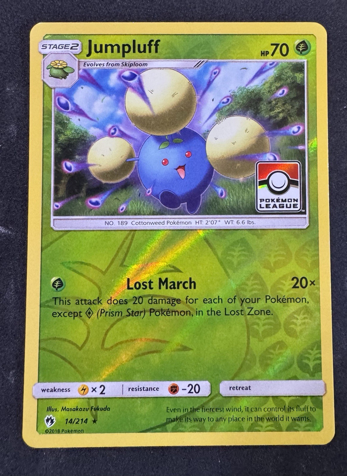 Jumpluff 14/214 Reverse Holo - STAMPED - League Promo - POKEMON CARD - NM