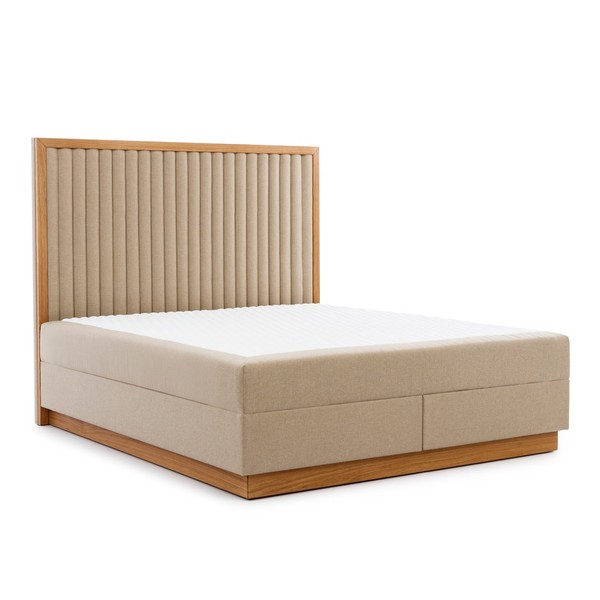 Braun-Beiges Schlafzimmer Bett Designer Betten Doppelbetten Textilbett-image