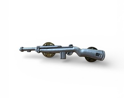 Tie Tack/Hat Pin/Lapel Pin Pewter Tone M1 Carbine Rifle With Clasps. 2.5L.