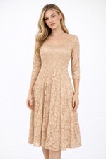 Leslie Fay $128 3/4 Sleeve A-Line Lace Dress Ladies Size 8 New With Tags NWT