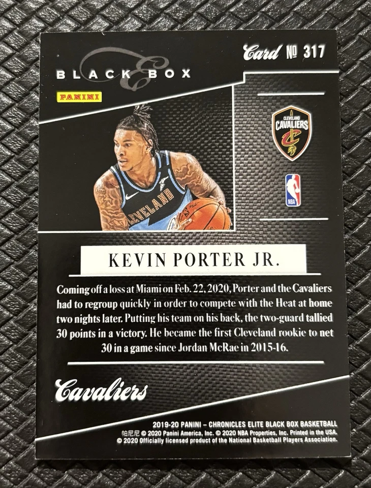 KEVIN PORTER JR 2019-20 Panini Black Box #317 Blue SP /99 Cavaliers Rockets RC - Image 2 of 2
