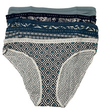 Victoria Secret Bikini Panties 5 Pairs Womens Large Stretch Cotton Allover Print