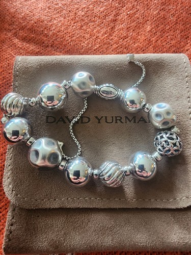 David Yurman .925 Elements Beaded Ball Bolo Adjustable Bracelet 8 MM - Picture 5 of 7