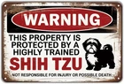 Shih Tzu Dog Warning Tin Metal Signs Home Décor Vintage Funny Pet Print Aestheti