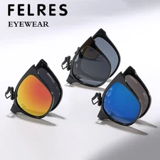 Foldable Clip On Flip Up Sunglasses For Men Women Outdoor Driving Glasses New