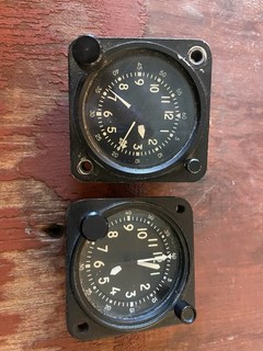 2 Estate Waltham Vintage 8 Day Aviation Clocks WWII Aircraft Cockpit Untested