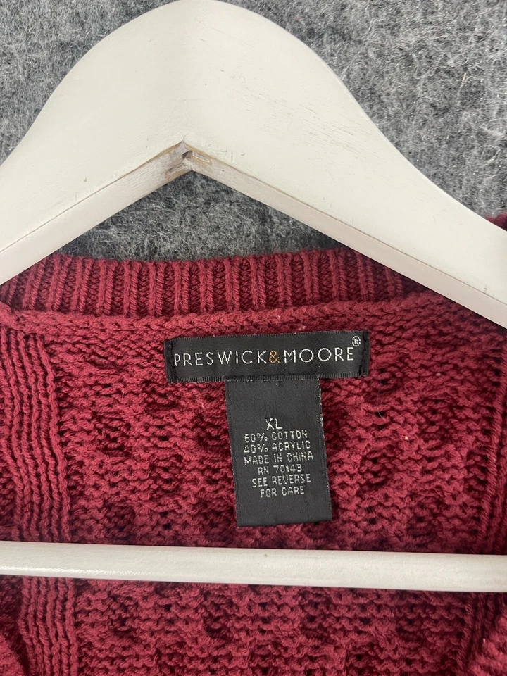 Suéter feminino Preswick Moore extra grande pulôver de malha cabo vermelho N267 - Imagem 4 de 4