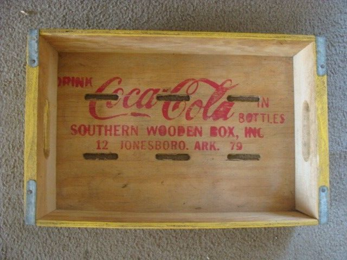 YELLOW COCA COLA WOOD CRATE - Picture 2 of 7