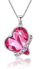 Necklace for Women,Infinity Love Heart Pendant Necklace with Austrian Rose