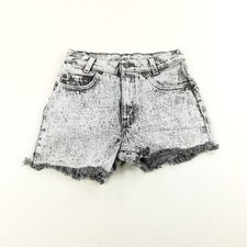 Vintage Levis Shorts Girls 14 Gray Denim 501 Acid Wash Frayed Distressed 90s