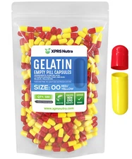 XPRS Nutra Size 00 Red/Yellow Empty Gelatin Capsules Gelcaps Pills Caps
