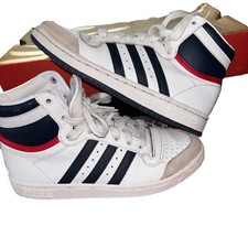 ADIDAS D74481 Top Ten White Blue Hi Top Sneakers Youth Size 5 Shoes