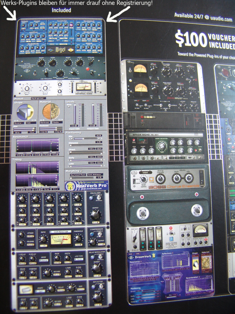 UAD-1E Compressor 1176SE, Pultec EQP1A, Real Verb, Roomsimulator, Delaymodulator UAD-1E Compressor 1176SE, Pultec EQP1A, Real Verb, Roomsimulator, Delaymodulator