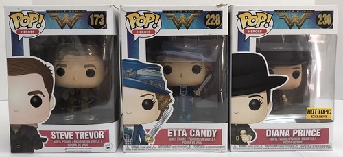 Funko Pop! Wonder Woman Steve Trevor #173, Etta Candy #228, & Diana Prince #230