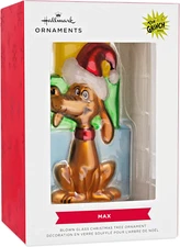 GRINCH * MAX WITH PRESENTS * BLOWN GLASS Hallmark DR SEUSS  Ornament New in Box