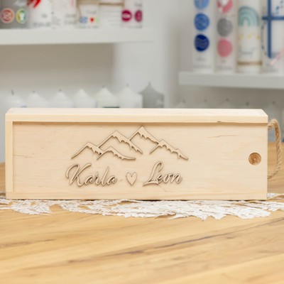 meinkerzenshop  Aufbewahrungsbox mit Holzdesign BERG  für Deine Hochzeitskerze