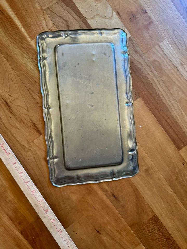 Bandeja para servir borde festoneado rectangular de colección años 60 "Home it is my Mother" 14"L Foto 3 de 4