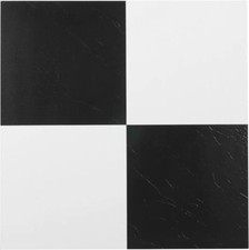 Black and White Vinyl Peel and Stick Tile Square 20 PK Luxury Flooring 12 X 12