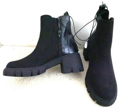 New Look Chelsea Stiefeletten schwarz Krokoimitat Gr. 36 UK 3