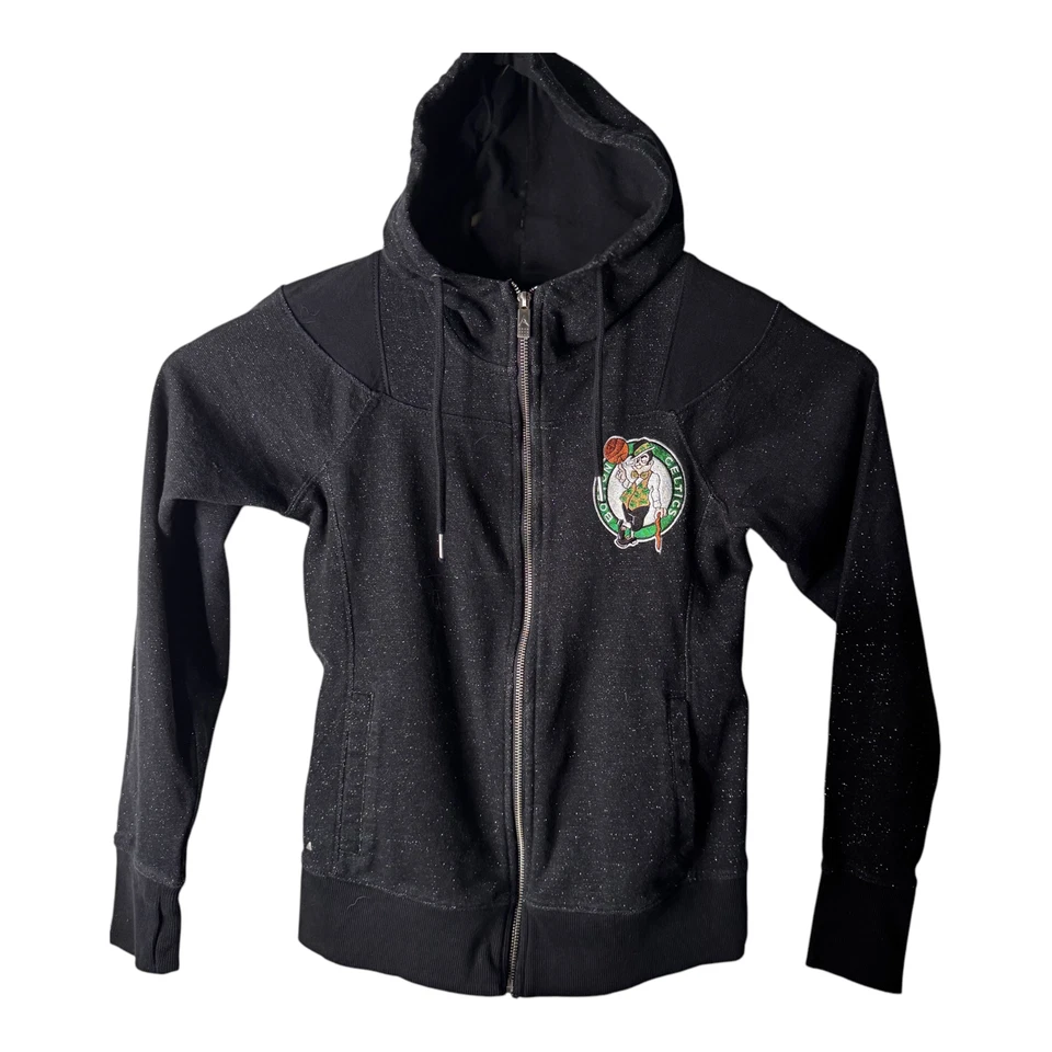 Antigua Sudadera con Capucha Cremallera Completa Boston Celtics Mediana Manga Larga Negra Metálica Juvenil Foto 2 de 4