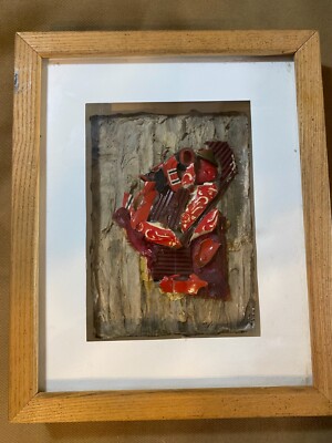 Steve Linden 1998 ''Abstract Scene'' Mixed Media Artwork - Signed And Framed