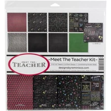 Crafts 12X12 Paper Kit Meet the Teacher Chalkboard Style Books Coffee Computer
