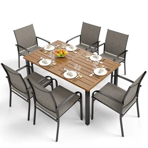 7 Piece Patio Dining Set Outdoor Table Chairs Furniture Set Rectangular Table