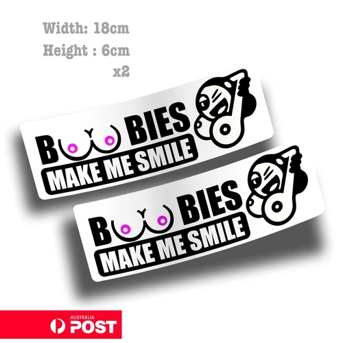 Boobies Make me Smile Funny Car window Sticker  - Picture 1 of 3