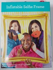 Inflatable Gold Selfie Frame Giant Light Weight Blow Up Prop Easy To Use & Store