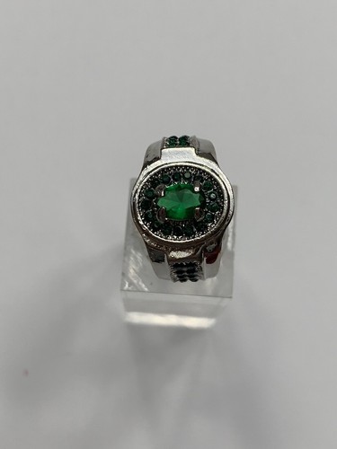 Fashion Green Emerald white gold Filled Crystal Ring Size 6.5-R228 - Picture 2 of 3