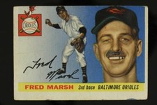 Vintage BASEBALL Card TOPPS 1955 #13 FRED MARSH 3rd Base BALTIMORE ORIOLES