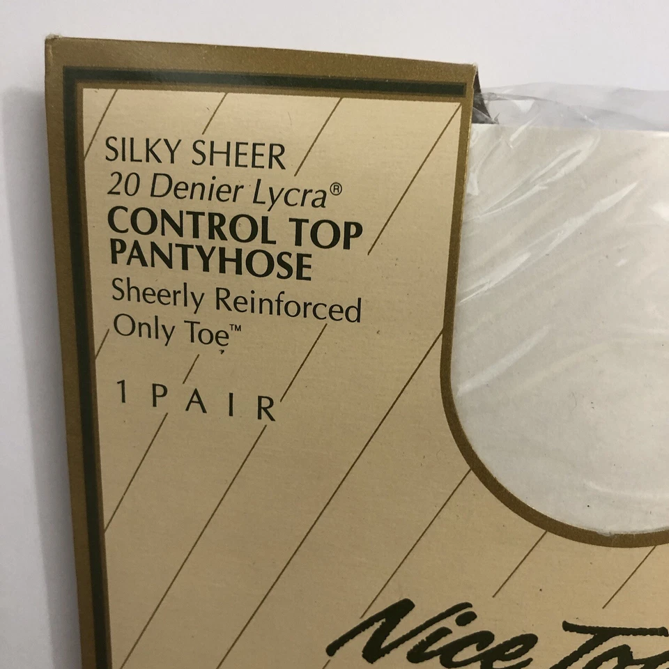 Bonito Tacto Silken Sheers Pantimedias Talla Alta Control Top Azul Marino Blanco Lote/2 Lycra Foto 3 de 4