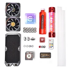 Water Cooling Kit 240mm Radiator Pump Reservoir CPU Block Rigid Tube w/Remote