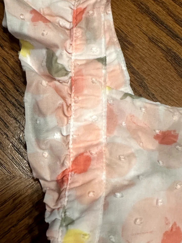 NUEVO Bebé Niñas 12 Meses CARTERS Solero Rosa Blanco Floral Volantes VESTIDO Iglesia Foto 3 de 4