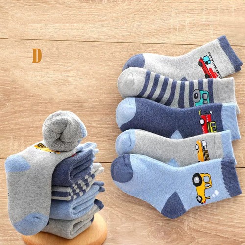 5 Pairs Kids Baby Toddler Socks Cartoon Breathable Crew Socks for Boys & Girls - Picture 22 of 24