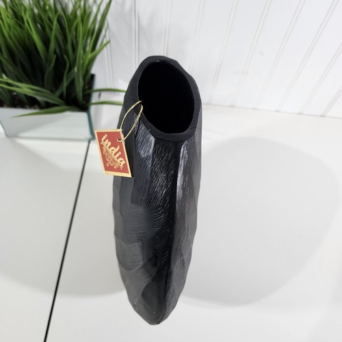 New Modern Textured Slim Cast Aluminum Black Vase India 11"×12"x2.5" - Picture 9 of 13