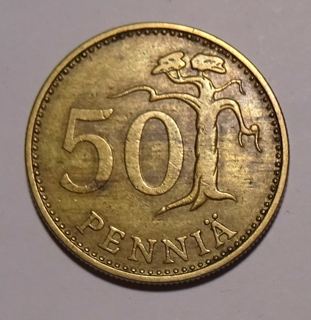 1974 Finland  50 pennia coin, suomen tasavalta