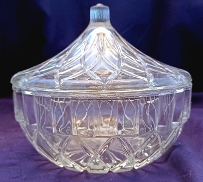 Vintage CANDY DISH Covered Pressed Glass Hershey Kiss aka TEAR DROP 5'' Mint